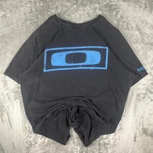 Oakley x Buckle Big Logo Print Black/Blue Graphic T-shirt Size Large